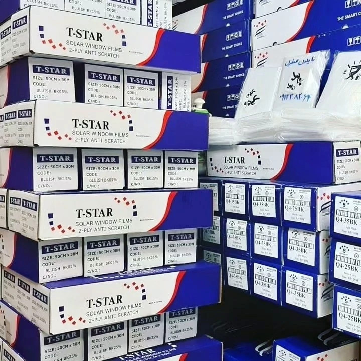 برچسب دودی شیشه خودرو (رفلکس سولار)2 لایه رول30متری درجه 1(عرض50سانتی متر)
